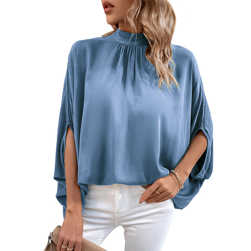 And Irregular Lace-up Half-turtleneck Shirt