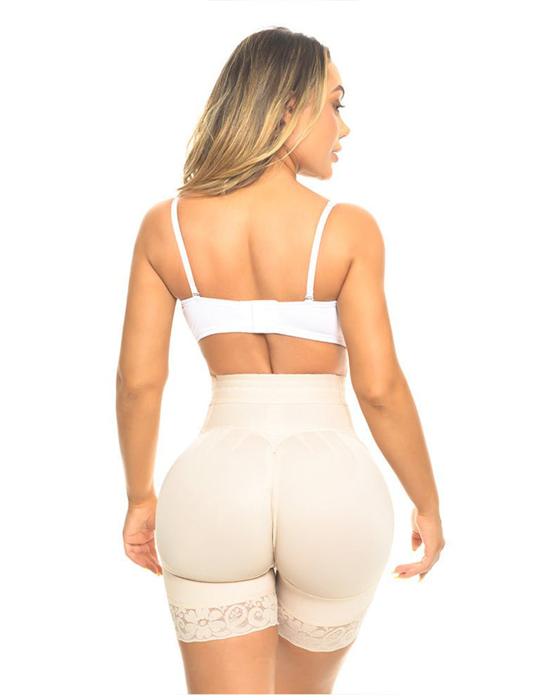 High Waist Push Up Lace Short With 3 Rows Of Snaps