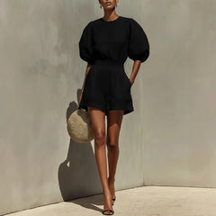 Puff-Sleeve Casual Comfortable Set