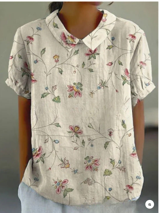 Lapel Short Sleeve Elegant Women