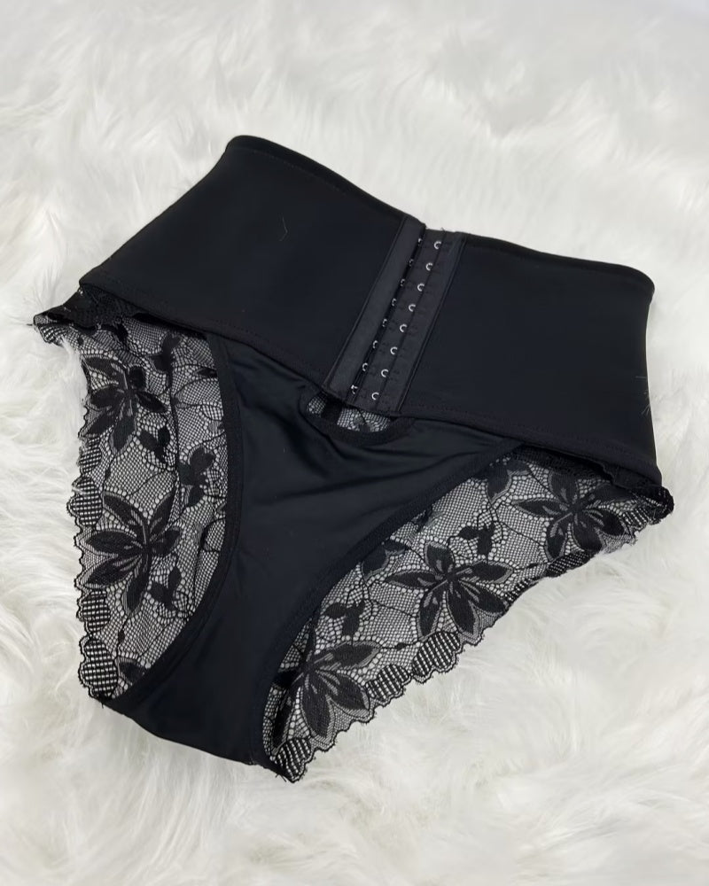 Front Closure Shapewear With Lace Trimmed Tummy Control Butt Lifter Faja Panties