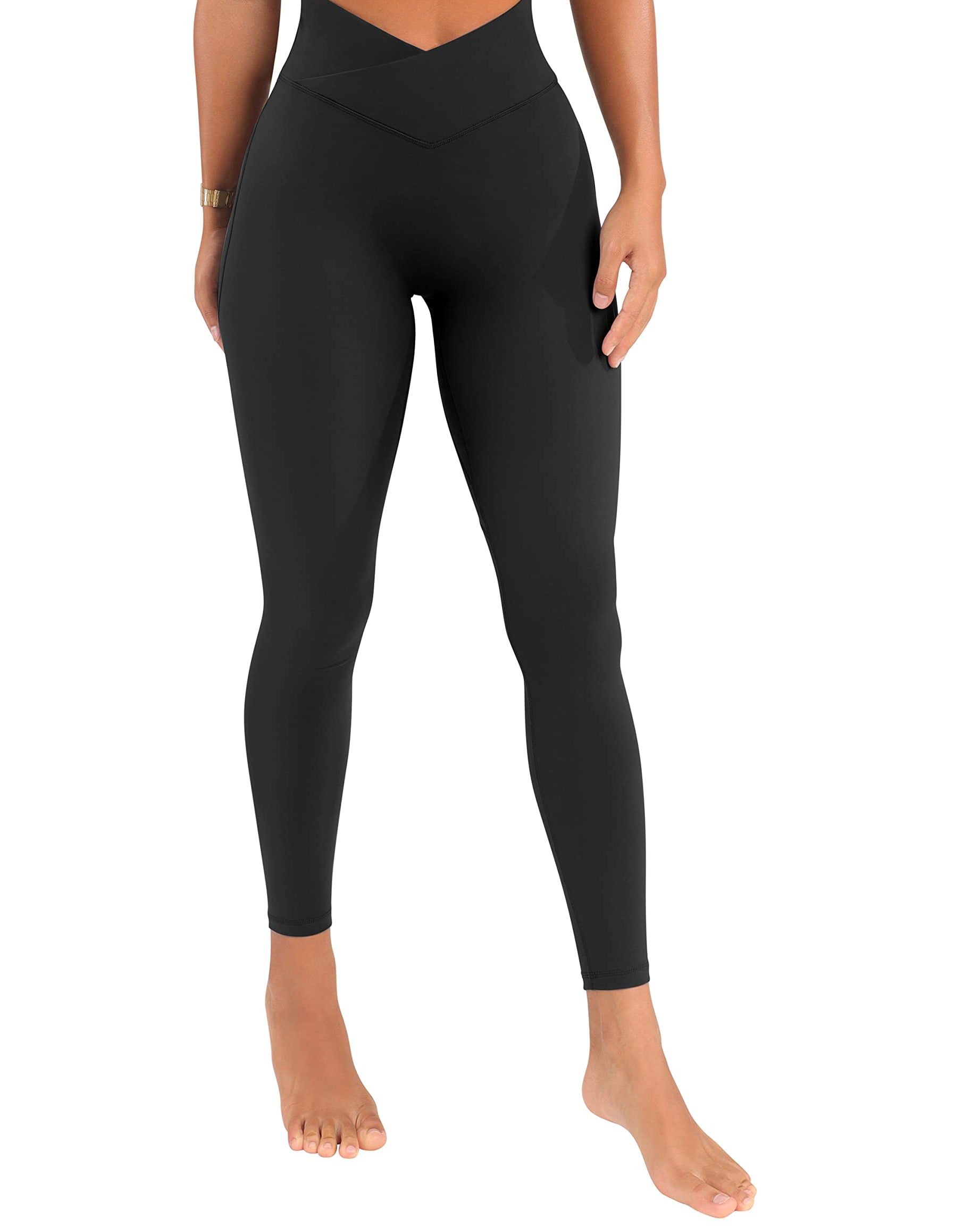 V Cross Waist Tight Hip Lift Leggings High Waist Workout Yoga Pants
