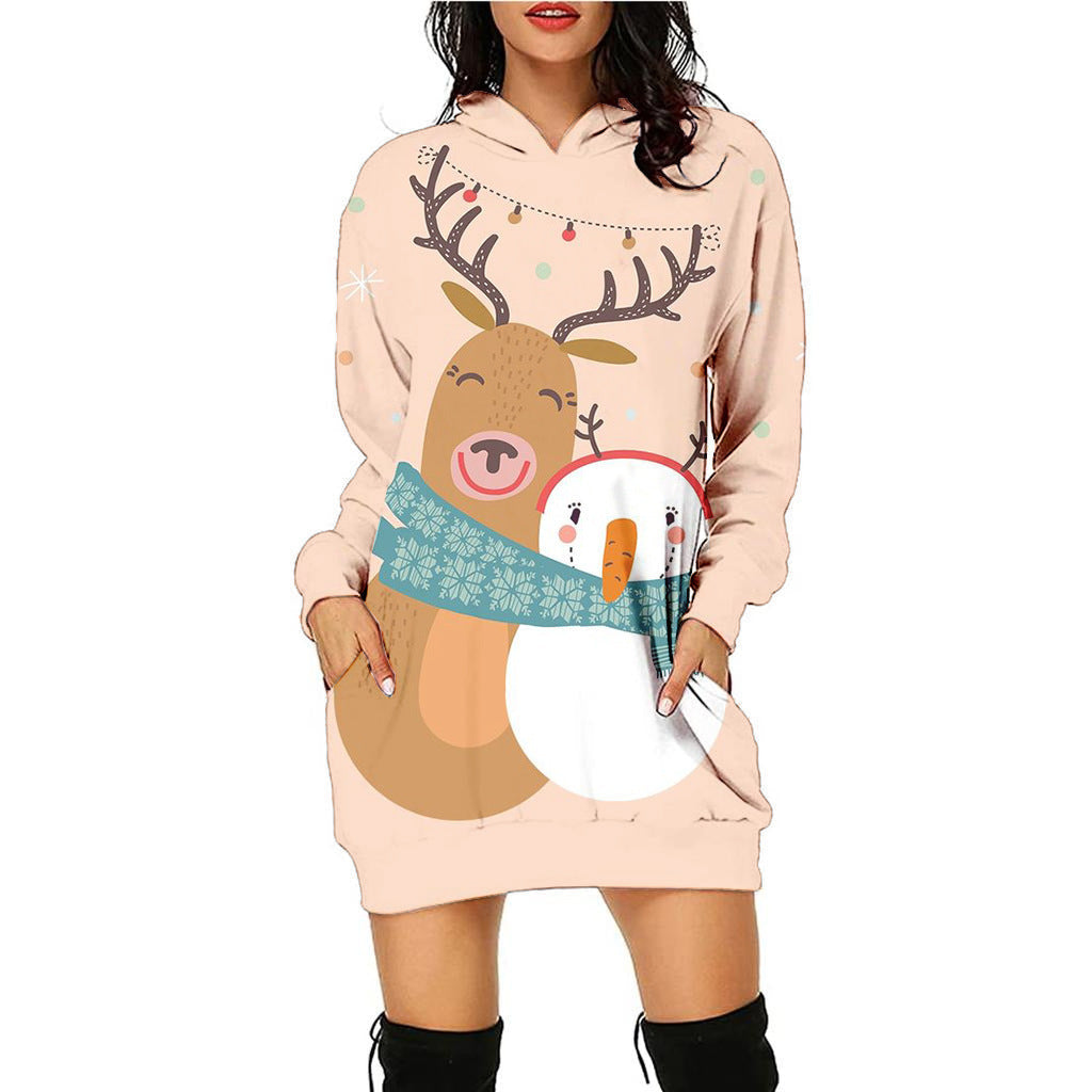 Casual Printing Christmas Holiday Party Sweater Dress