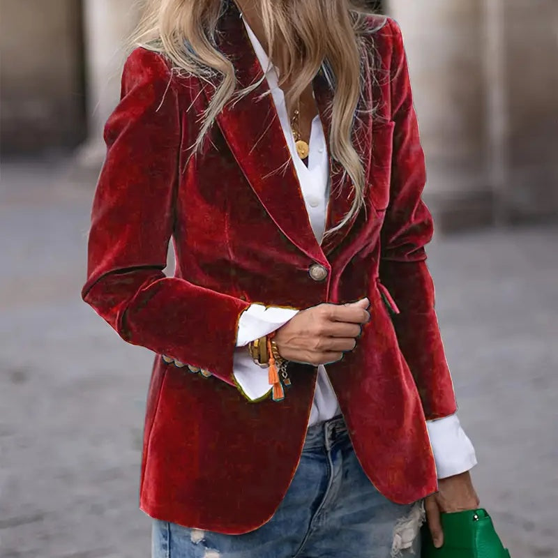 Velvet Lapel Casual Suit Business Slim Single-breasted Jacket Outwear Clothing For Women