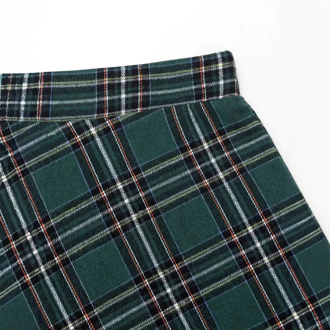High Waist Casual Loose Plaid Midi Dress
