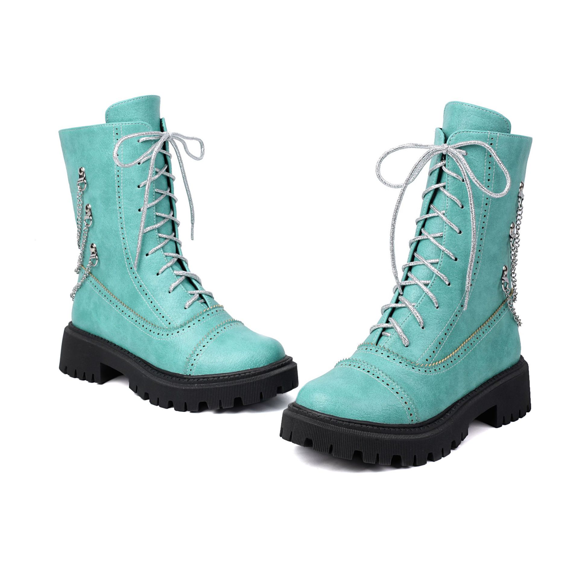 Large-size Womens Chunky-heeled Mid-calf Dr Martens Boots For Fall And Winter