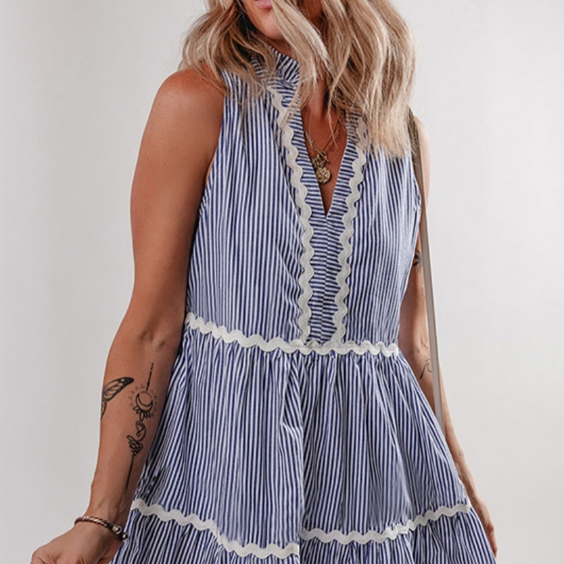 Wave Edge Stitching High Waist Skirt For Women