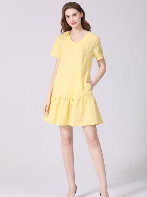 Pregnant Plus Size Dress Casual Short Sleeve Cotton And Linen