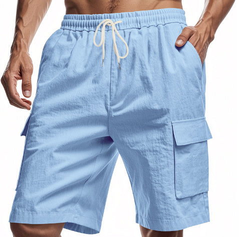 Men's Solid Colour Linen Shorts