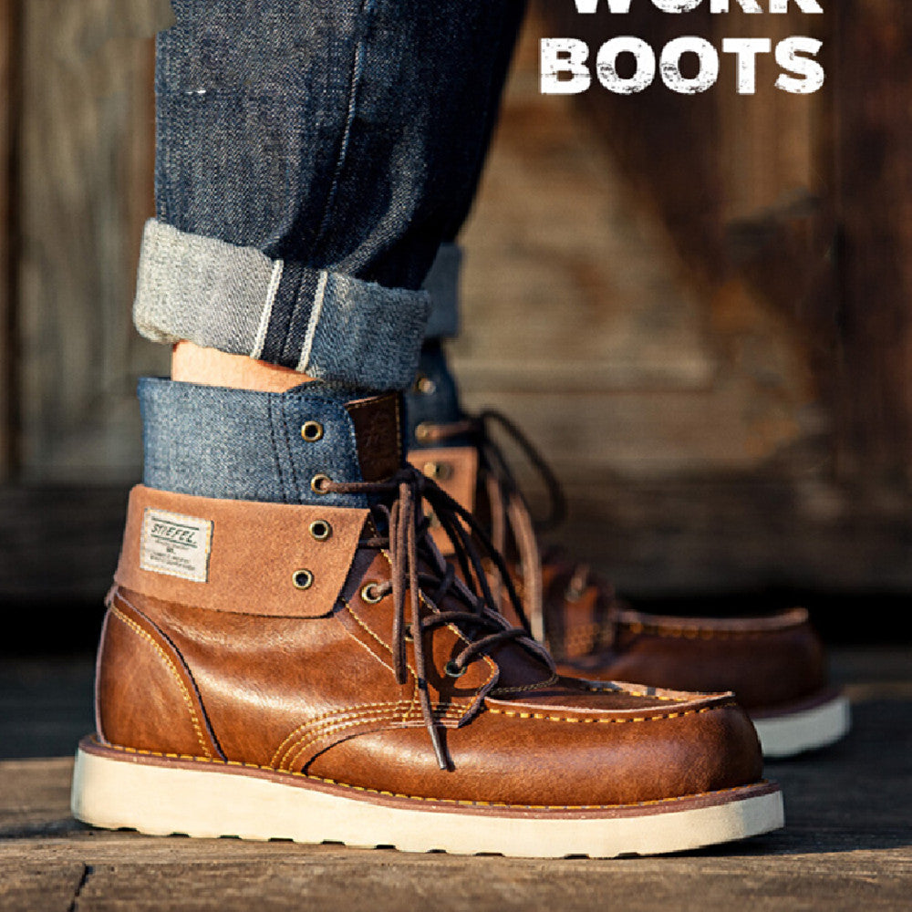 Lapel Vintage Work Boots Men's Boots British Style