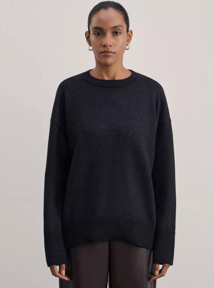 Knitted Round Neck Solid Color Loose Sweater