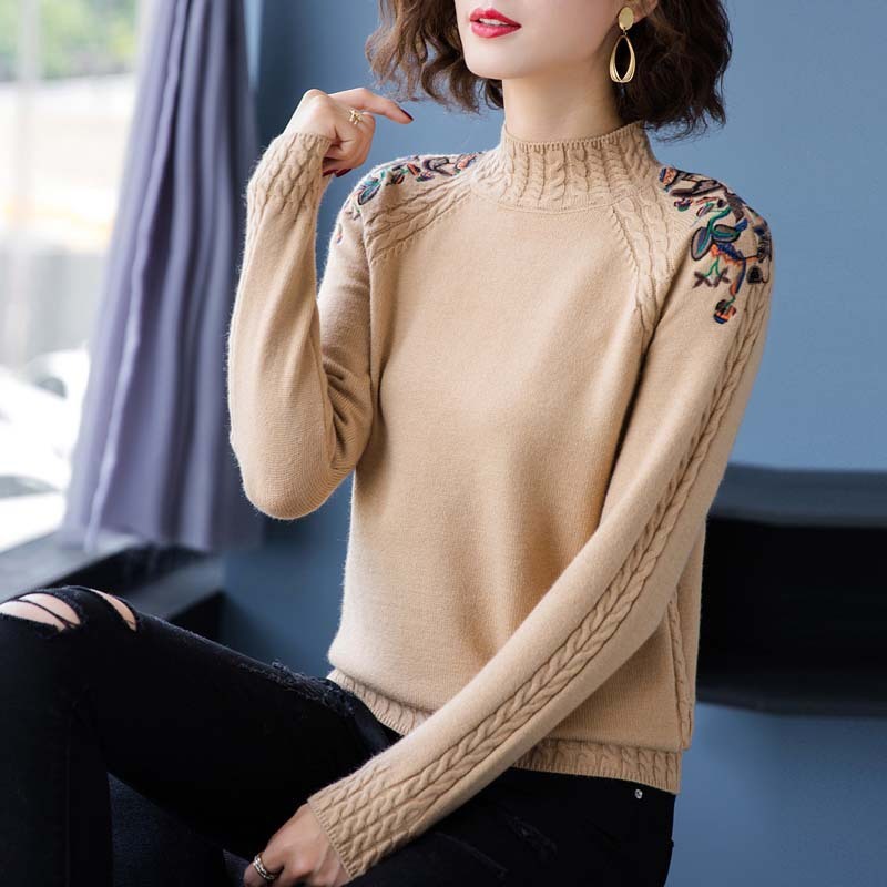 Embroidery Loose Sweater For Women