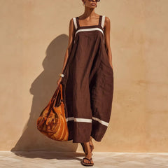 Strap Contrast-Color Womens Casual Loose Dress