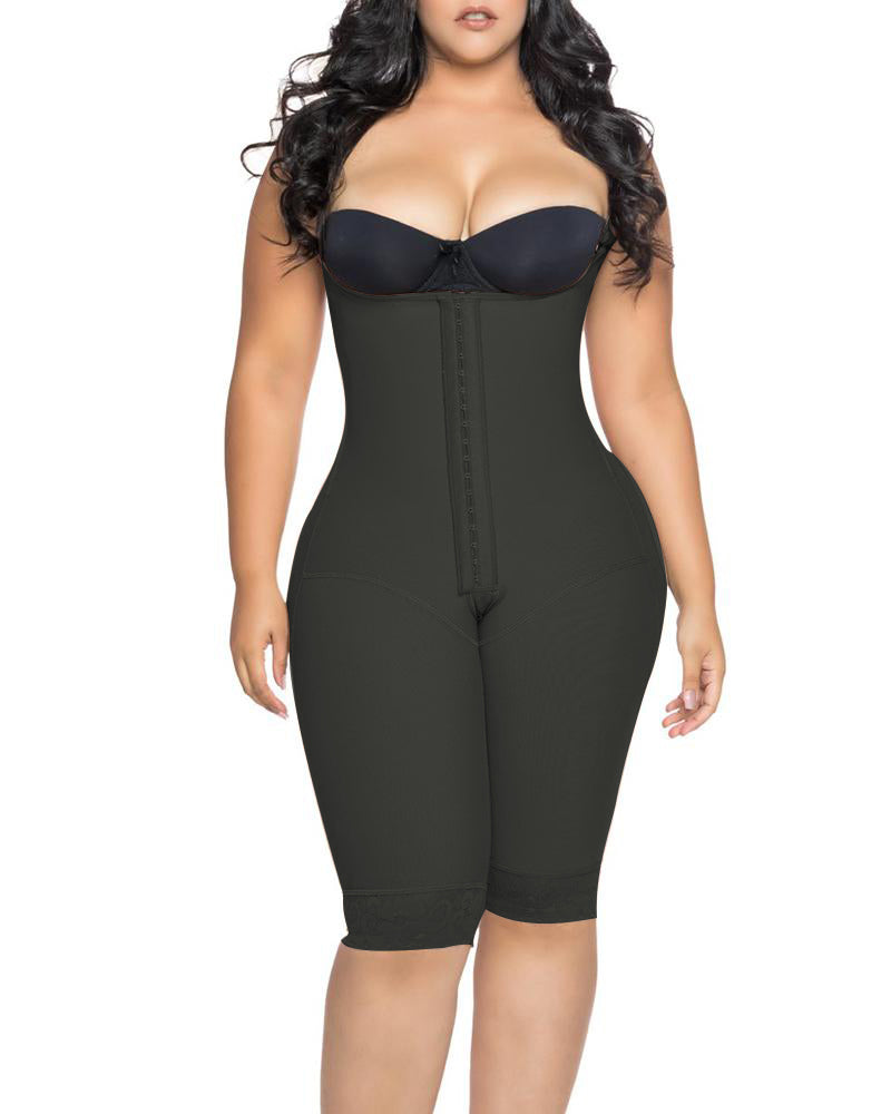 Knee Length Underbust Body Shaper Fajas For Postpartum Girdle Body Shaper