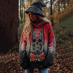 And Relaxed-fit Hoodie Top Casual Drop-shoulder Vintage Printed Sweater