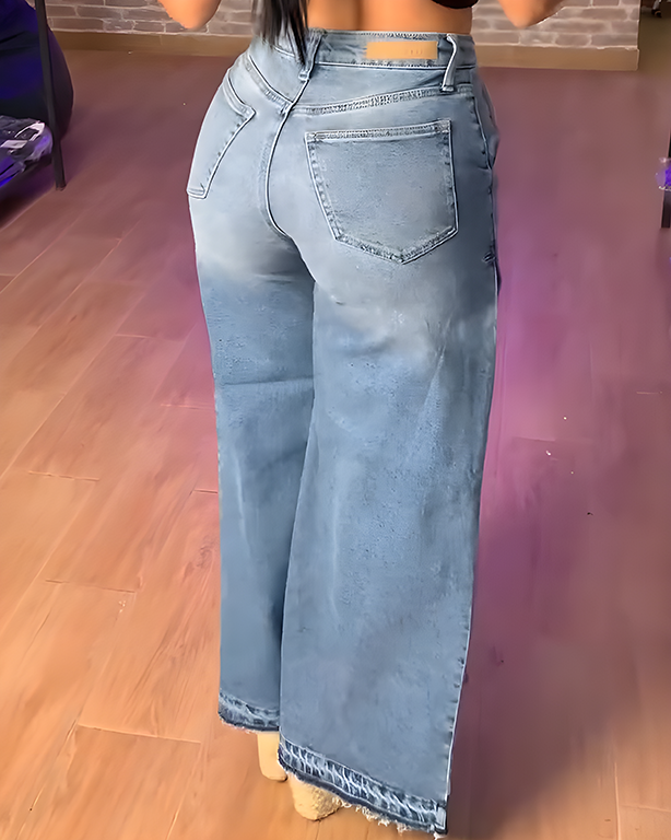 Slim-Fit Loose Wide-Leg Jeans