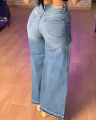 Slim-Fit Loose Wide-Leg Jeans