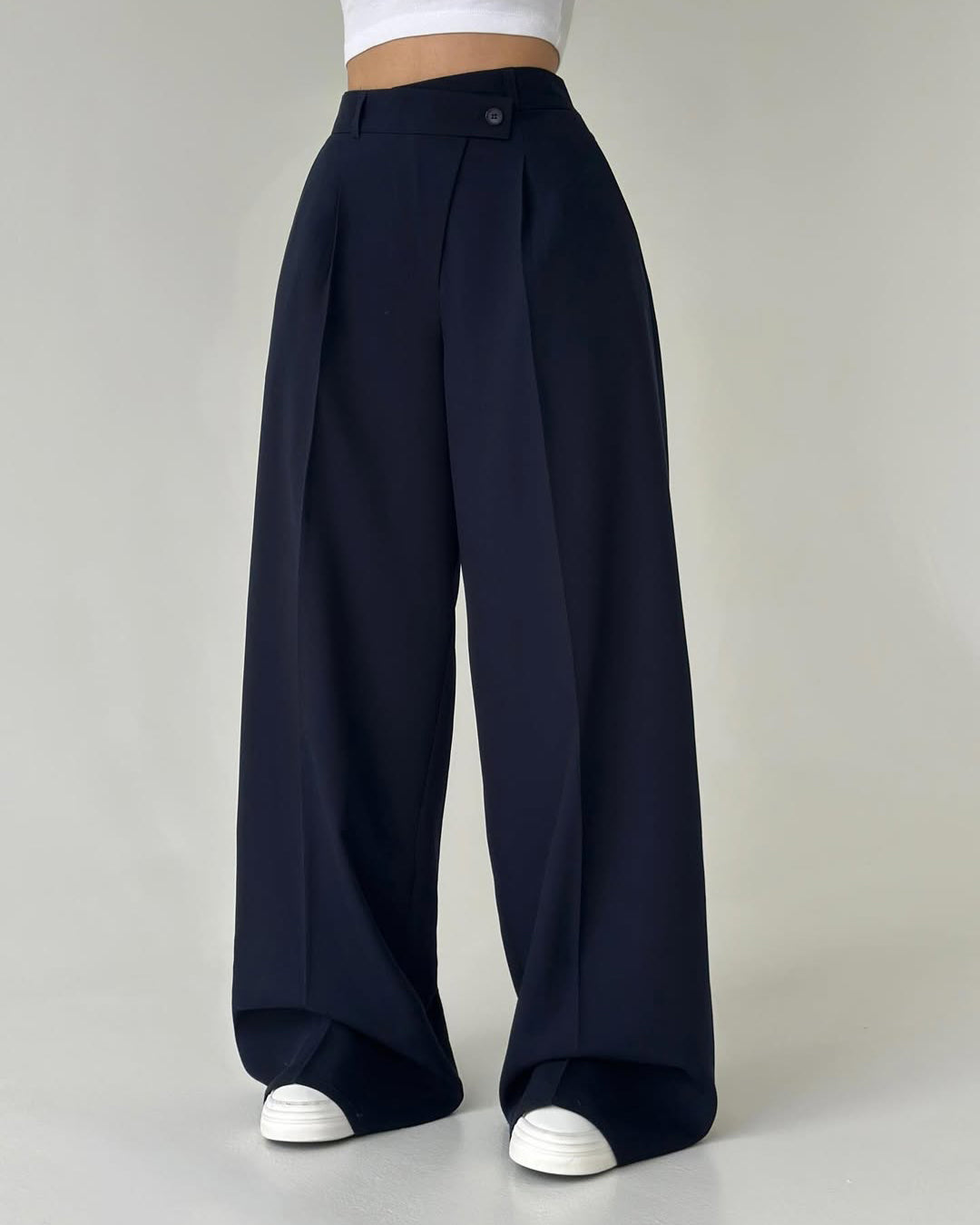High-Waisted Wide-Leg Pleated Trousers for Women