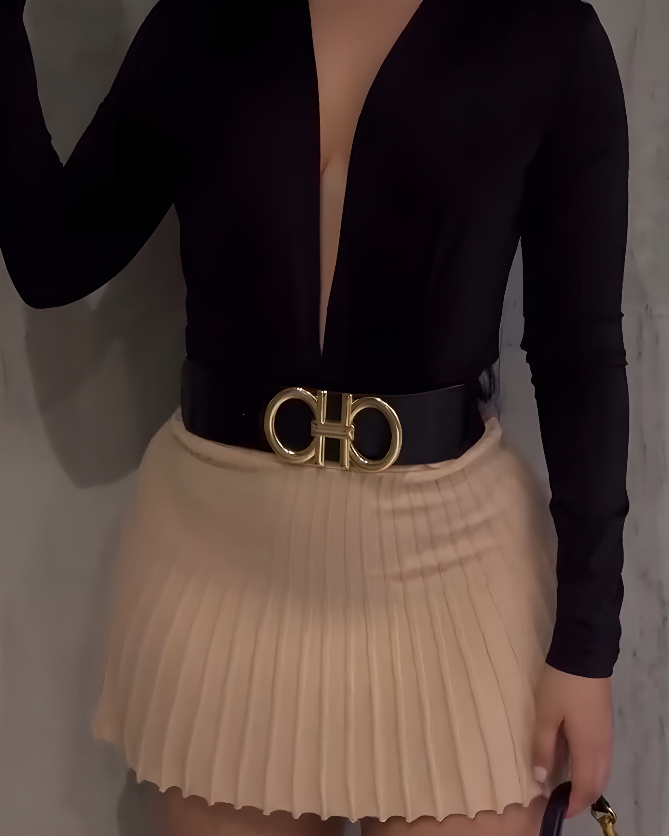 Fashion Long-Sleeved Bodysuit & Skirt 2-Piece Set