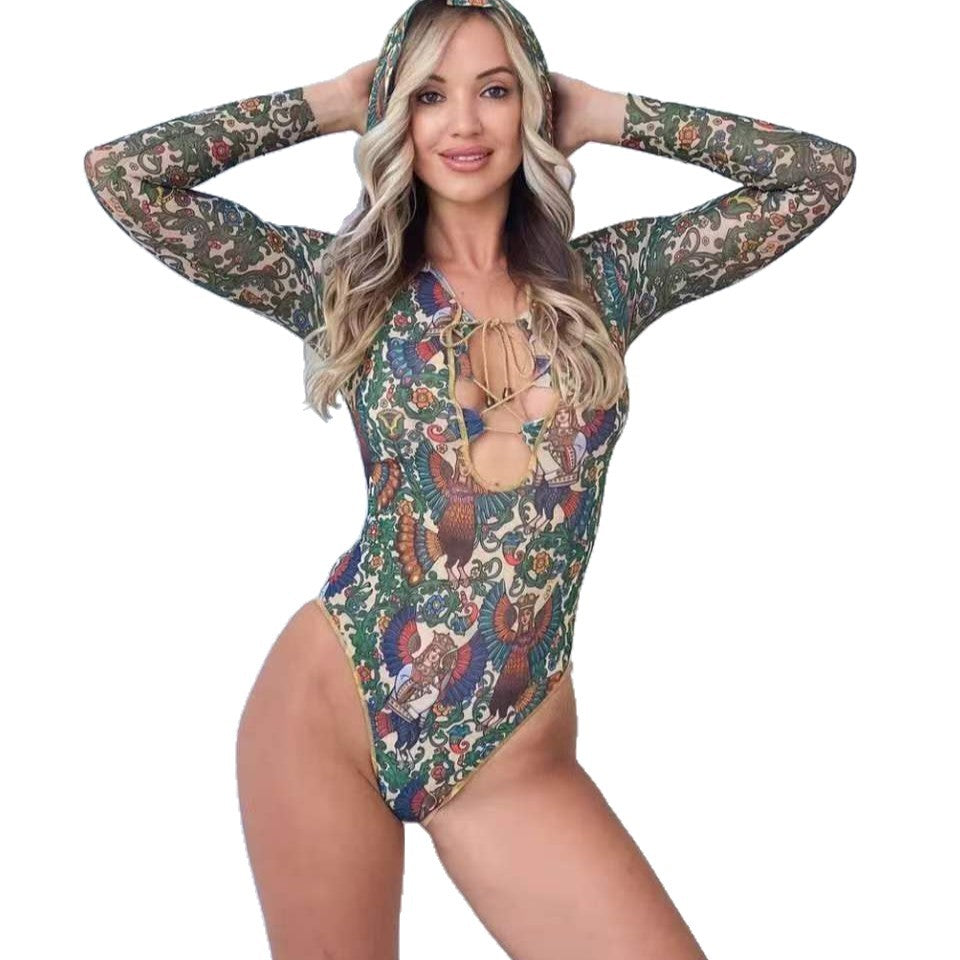 Triangle-Strap One-Piece Swimsuit