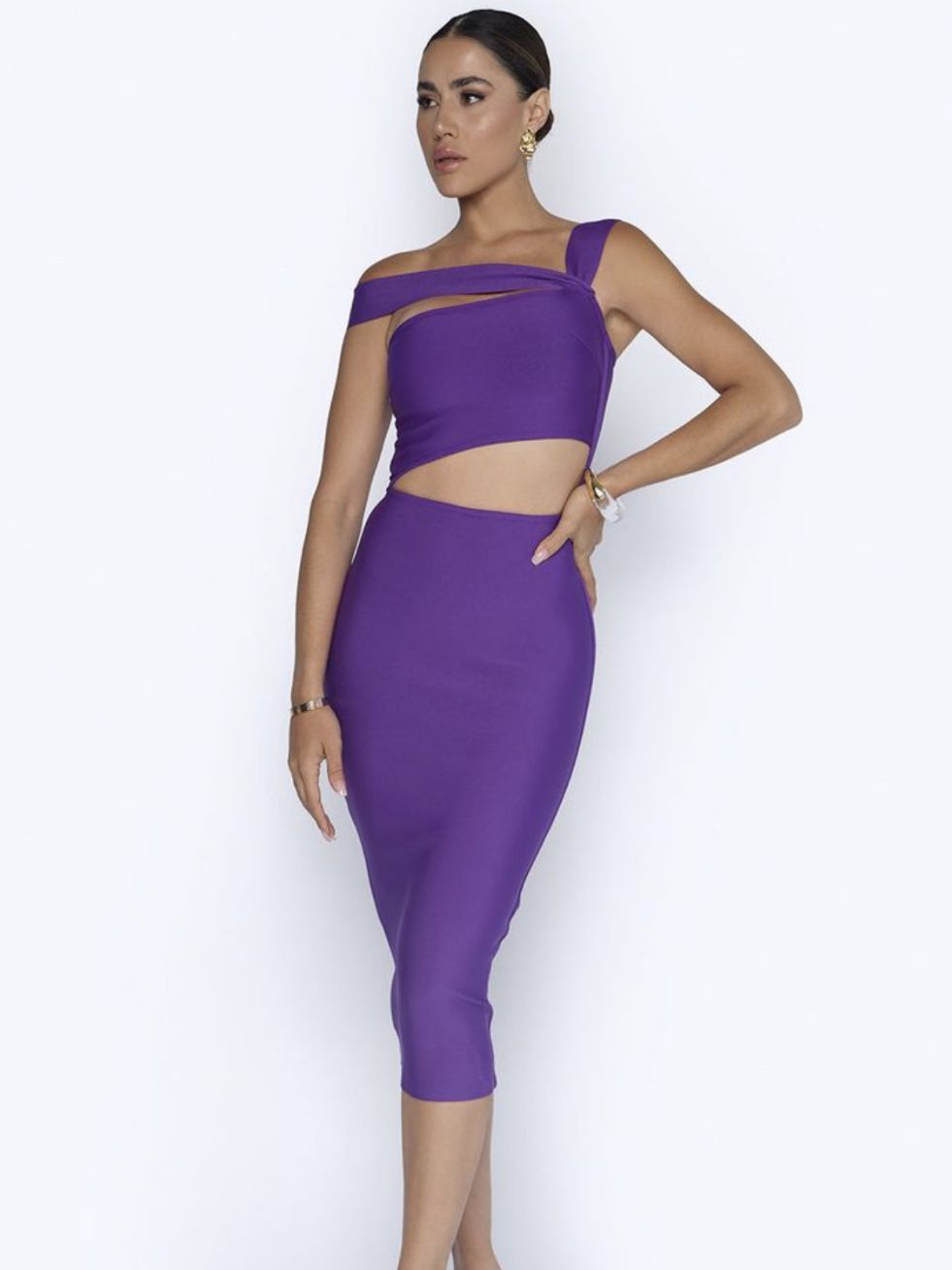 Oblique Shoulder Midriff Outfit Knee-length Skirt Cocktail Party Dress