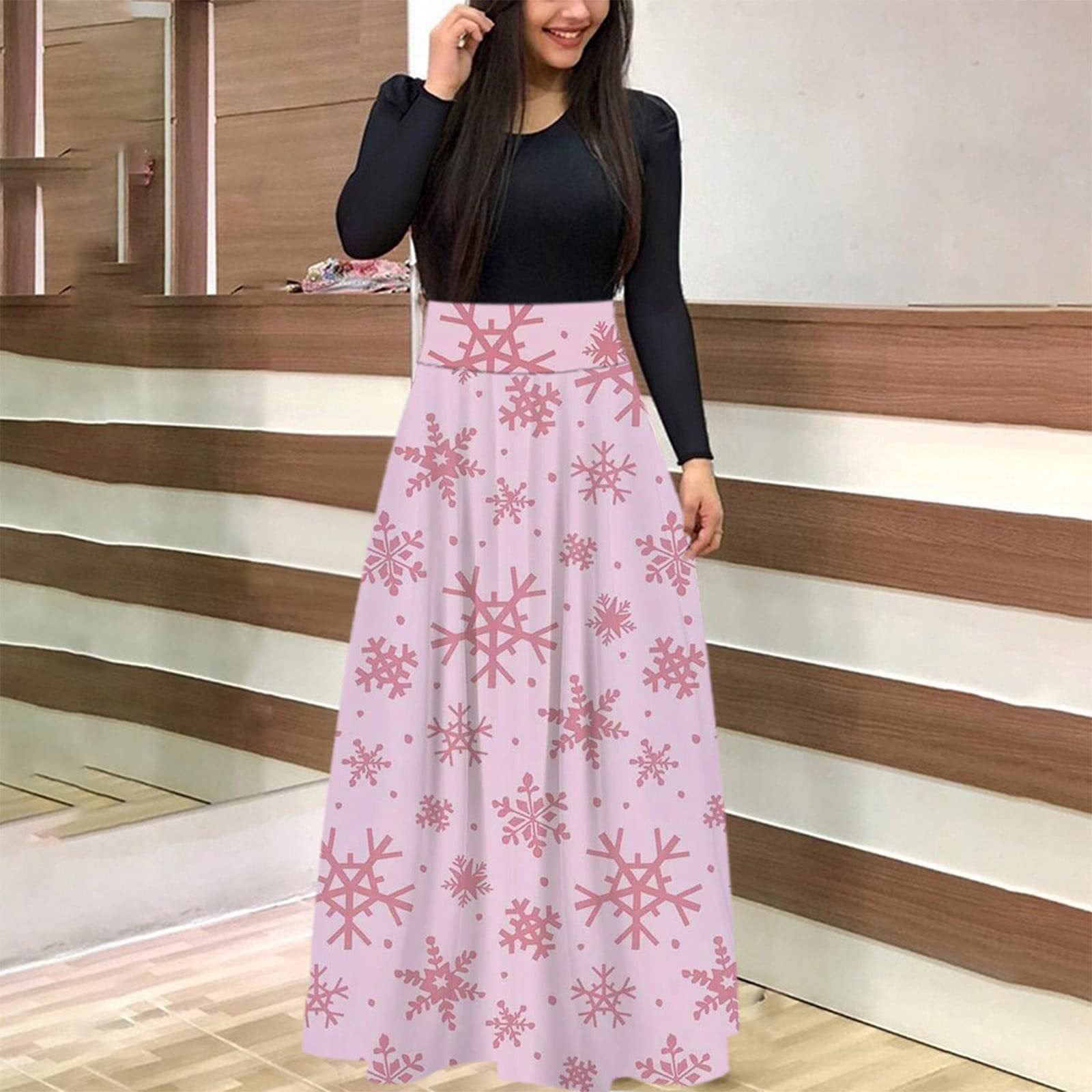 Christmas Print Long Skirt Suit