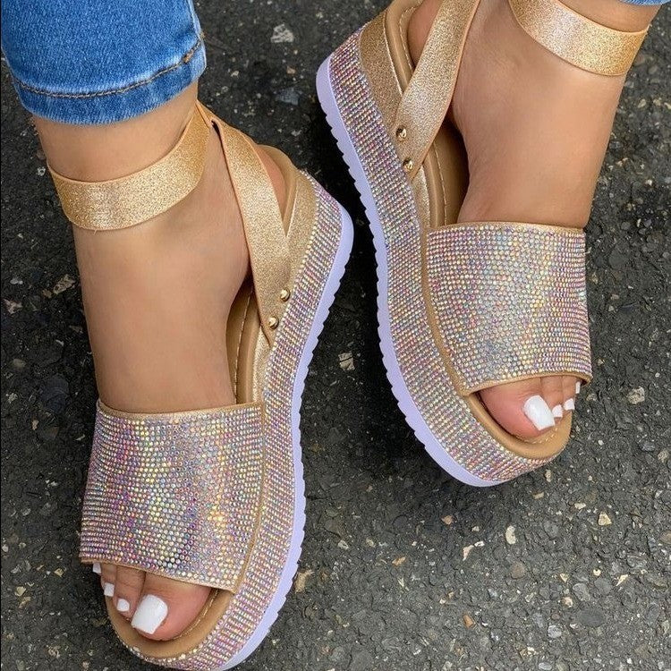 Rhinestone Sandals Platform Shoes For Women