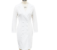 Double-breasted Blazer Dress Slim-fitting Hip-wrapped Lapel Long-sleeved Dresses Office Commuting Long Jacket Outwear For Clothing