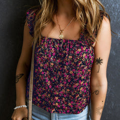Floral Short Vest Ruffles