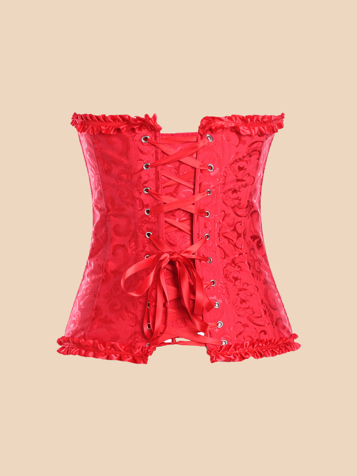 Brocade Sweetheart Corset With Ruffle Trim