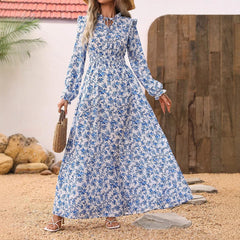 Spring And Long Sleeve Floral Dress