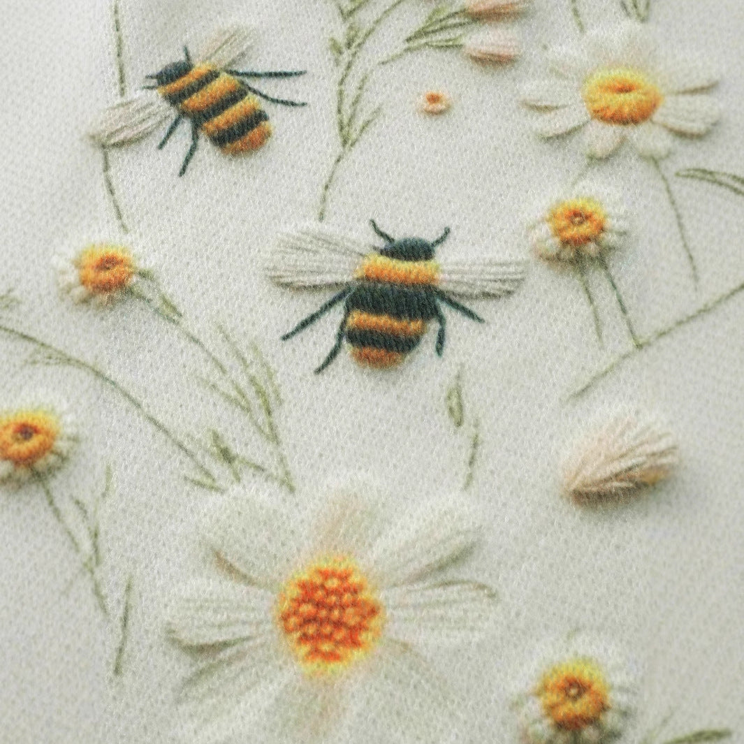 Knitted Sweater Sweater Round Neck Printed Bee Flower Top