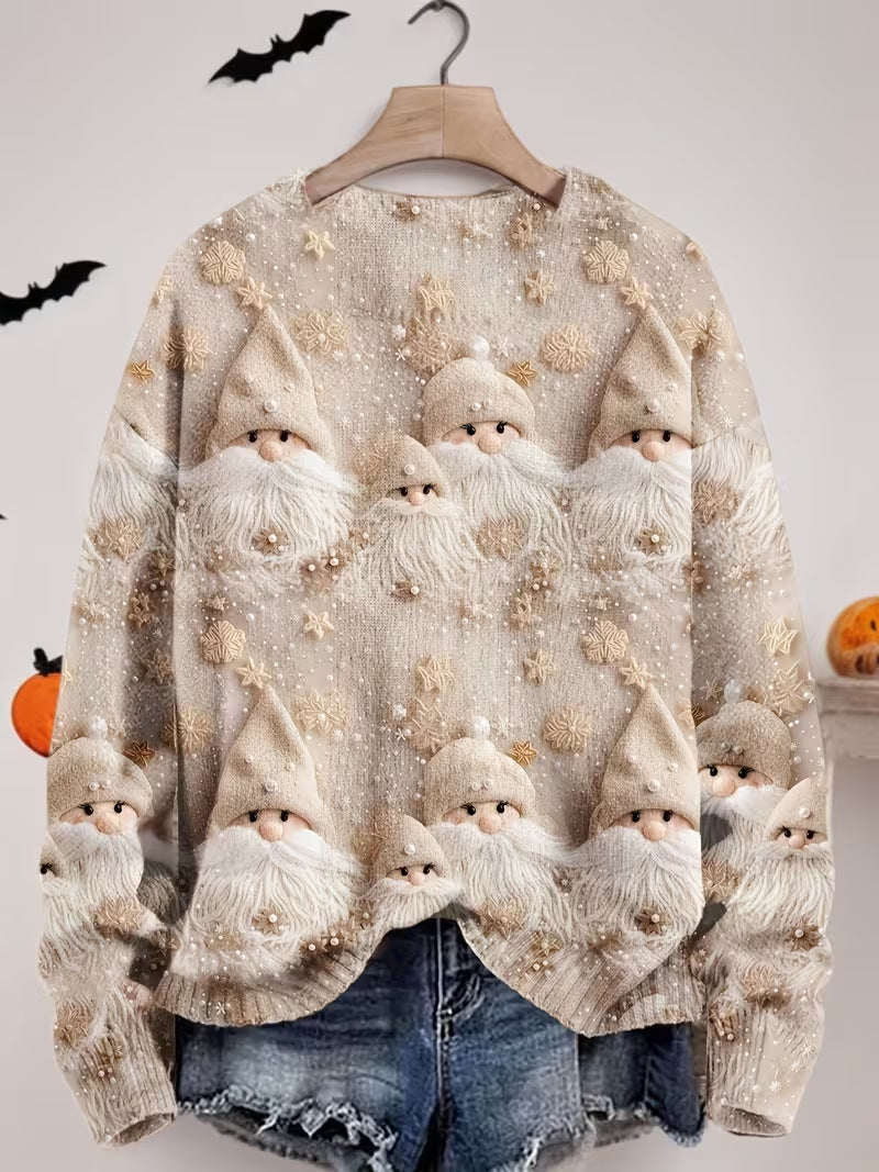 Pullover Christmas Pattern Round Neck Sweatshirt