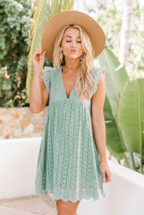 Lace Jacquard Hollow V-neck Dress