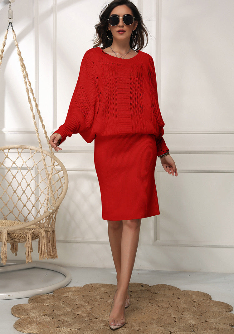 Plus Size Loose Batwing Sleeve Dress Sweater