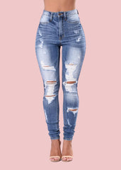 Ripped Elastic Skinny Jeans