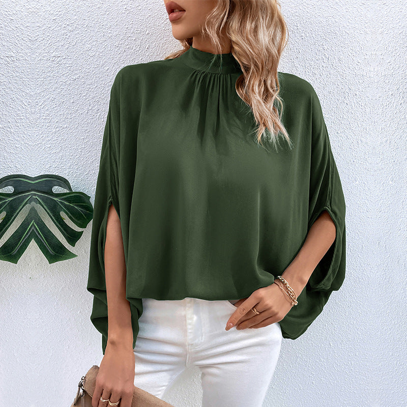 And Irregular Lace-up Half-turtleneck Shirt
