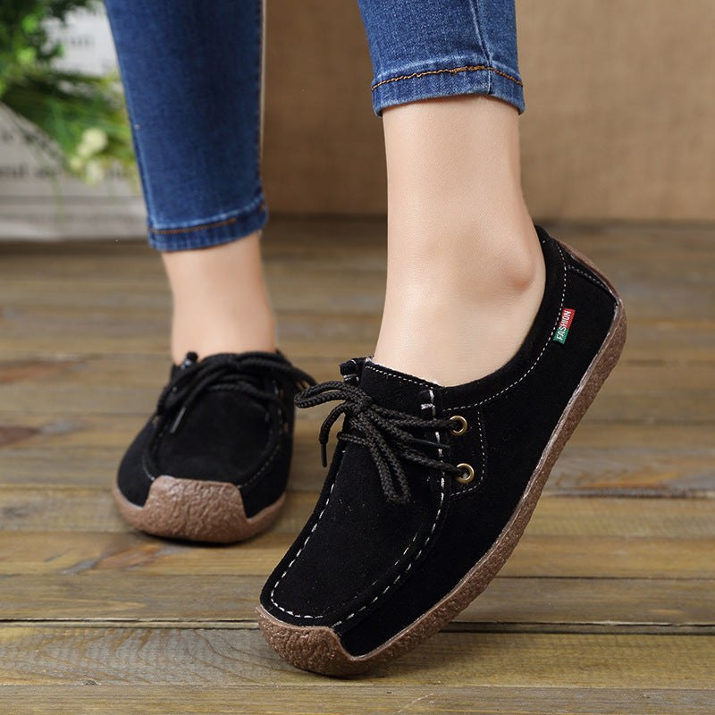 Lace-Up Flat Heel Loafers