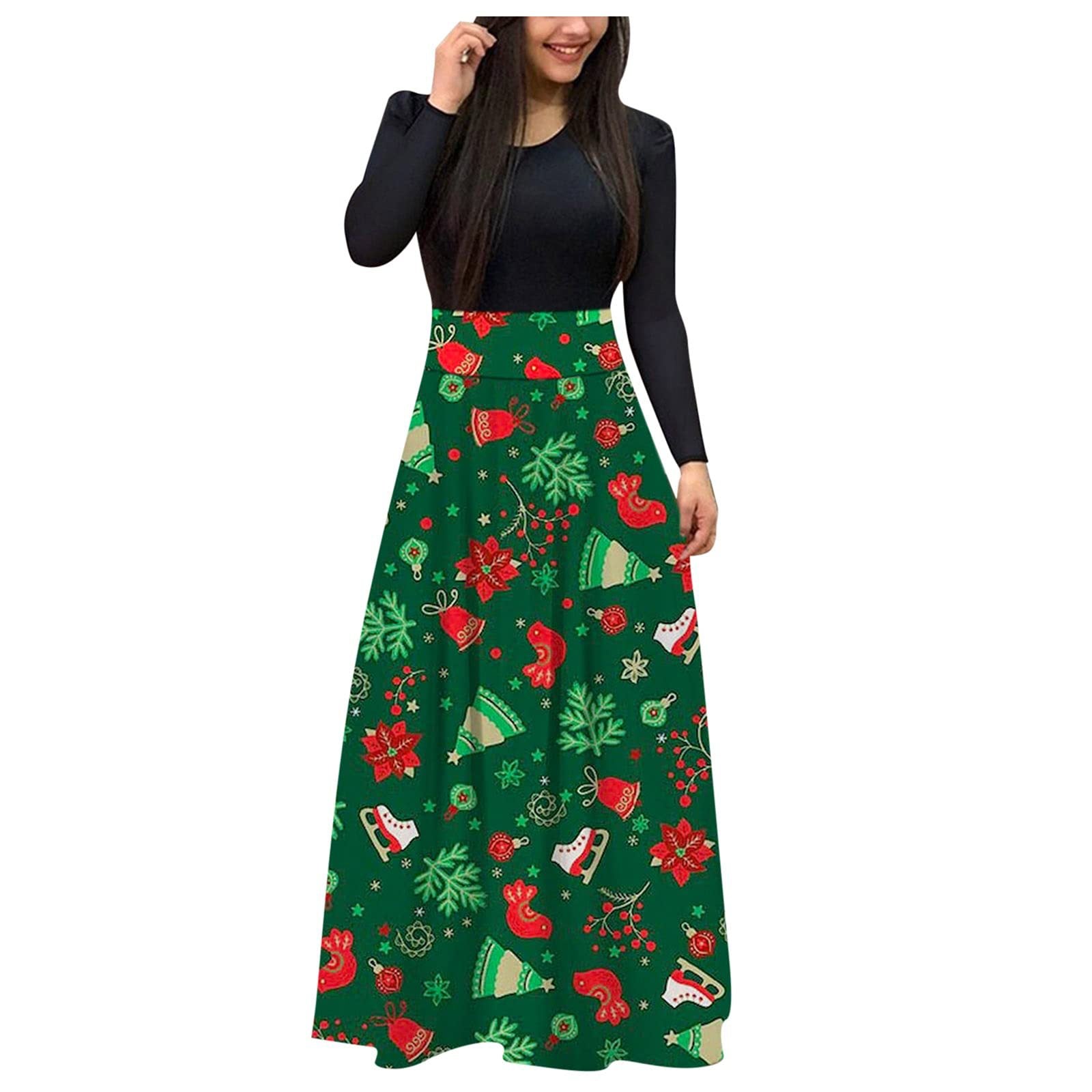 Christmas Print Long Skirt Suit