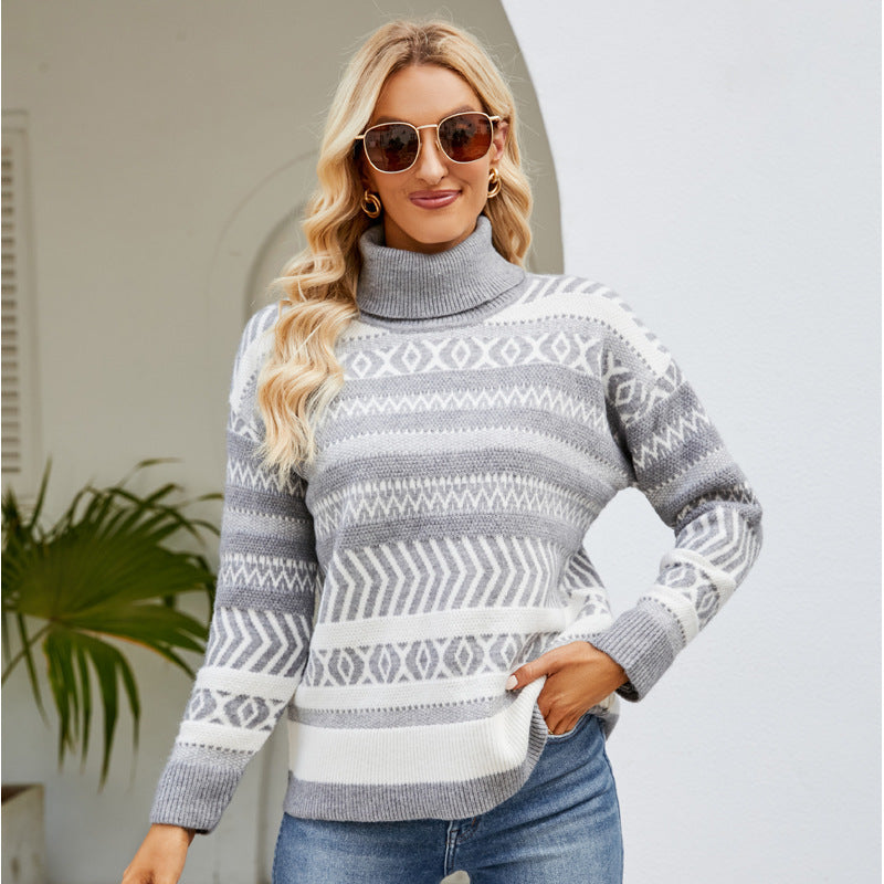 Loose Turtleneck Sweater Idle Style Casual Knitted Sweater