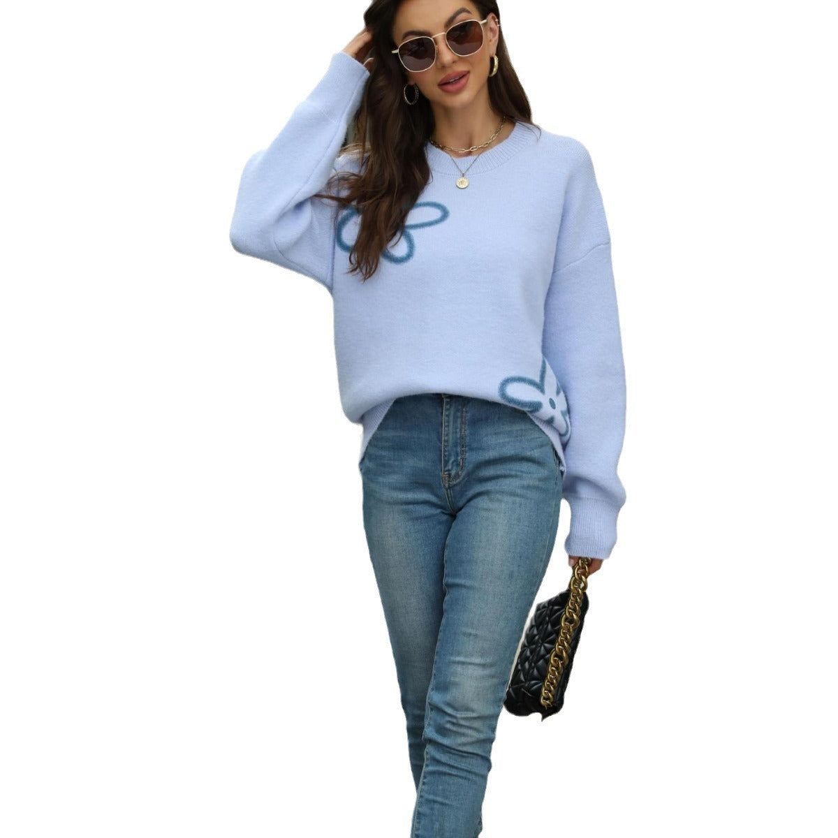 Sweaters Clothing Printed Pullover Flower Shirt