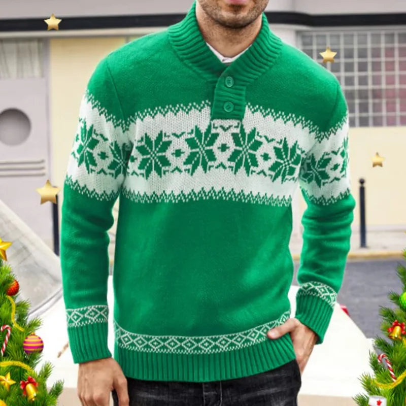 Men's Pullover Sweater And Long Sleeved Christmas Casual Jacquard Knitted Sweater Clothing For Men