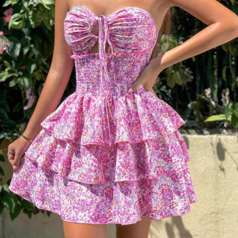 Style Printed Cross Wear Dress