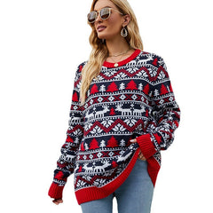 Christmas Deer Sweater Loose Round Neck