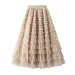 Cake Skirt White Gauze Skirt Pleated Skirt
