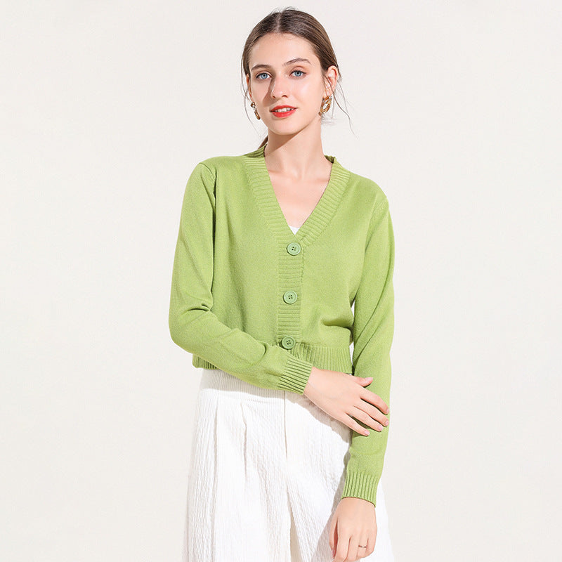 Style Knitted Sweater Cardigan V Neck Casual Sweater