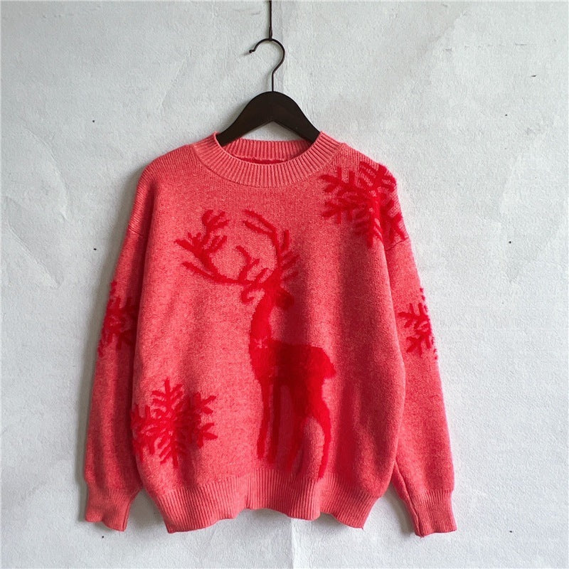 Round Neck Long Sleeve Knitted Christmas Sweater