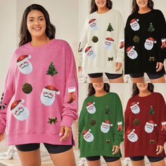 Christmas Sequined Top Loose Casual Long Sleeves Sweater
