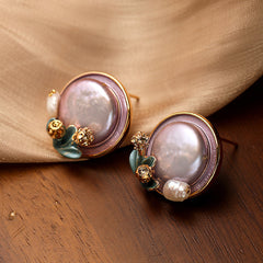 Natural Pearl High-grade Silver Pin Earrings Women