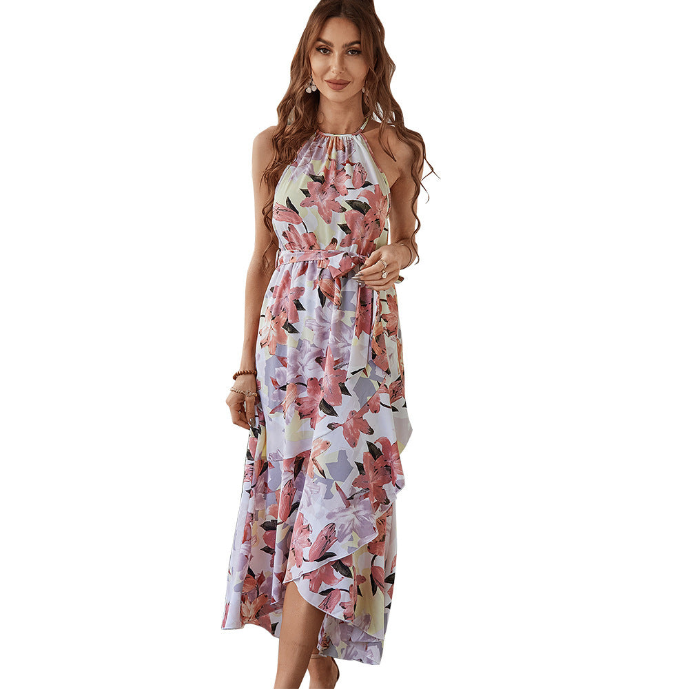 Print Halterneck Boho Dress Leisure Vacation